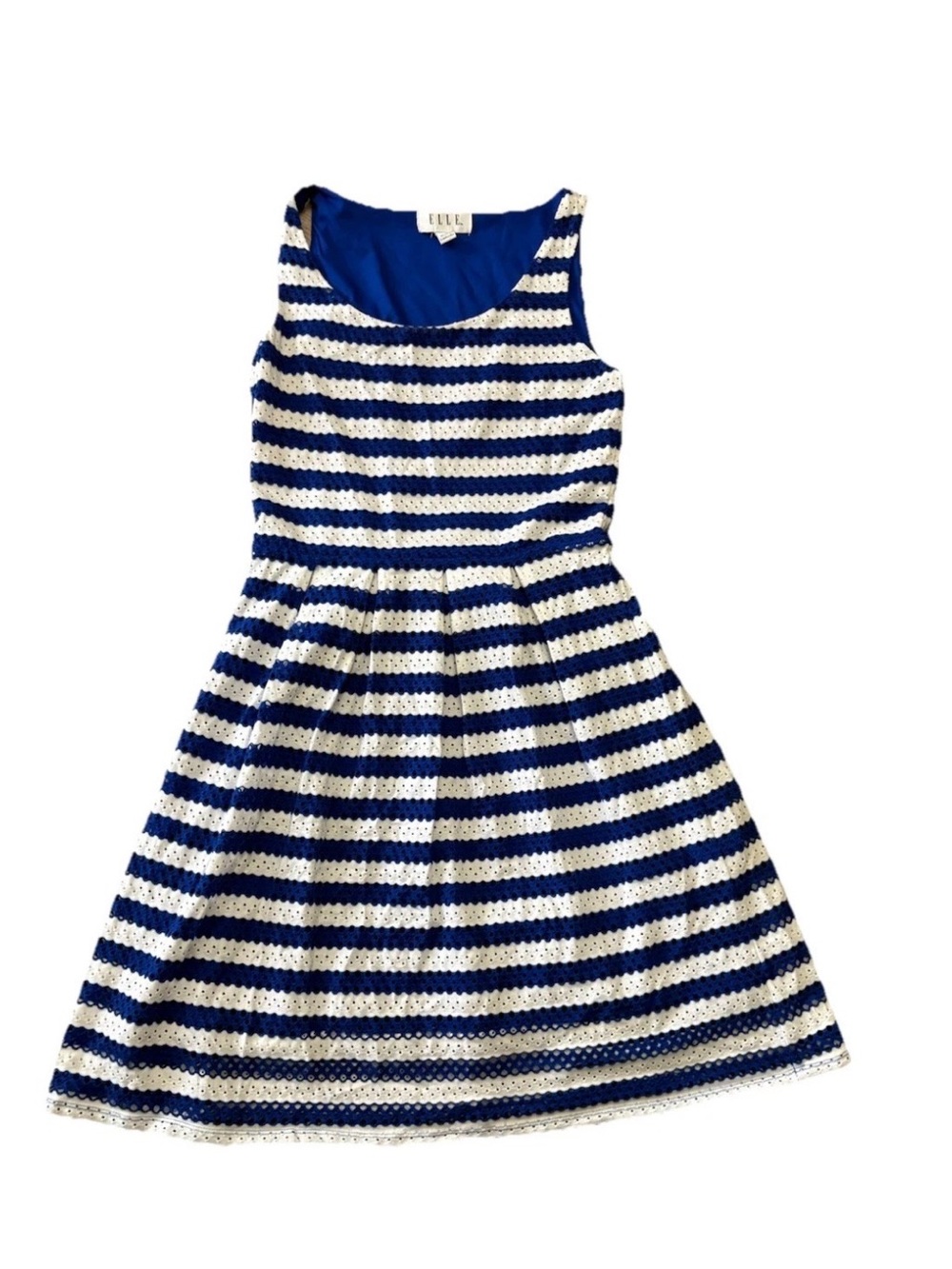 Elle Womans Sleeveless Dress Blue And White Size 4